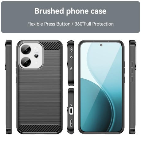 Чехол Brushed Texture Carbon Fiber на OPPO Reno14 Global - черный