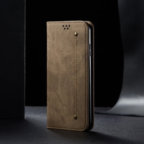 Чехол-книжка с джинсовой тканью casual на OnePlus Nord 4 - хаки