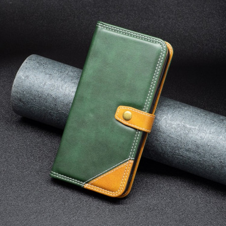 Чехол-книжка Matching Double Sewing для OPPO A74 4G - зеленый