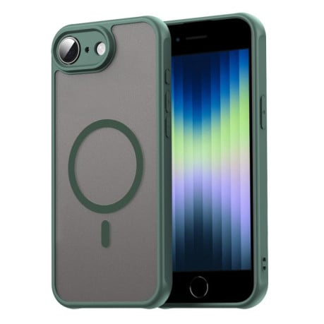 Противоударный чехол Fan Dun Series TPU Hybrid PC Frosted Magsafe для  iPhone 16e - зеленый