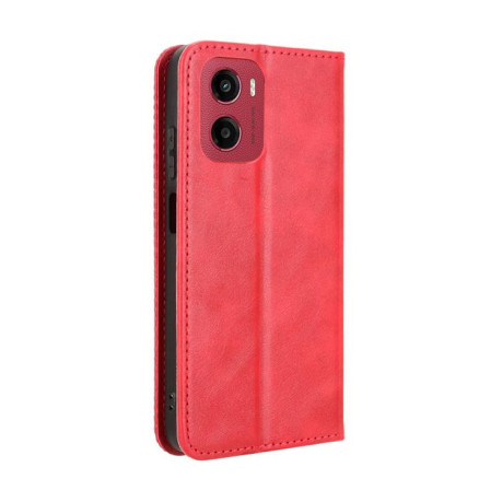 Чехол-книжка Magnetic Buckle Retro Crazy Horse Texture на Motorola Moto G05 / E15 4G - красный