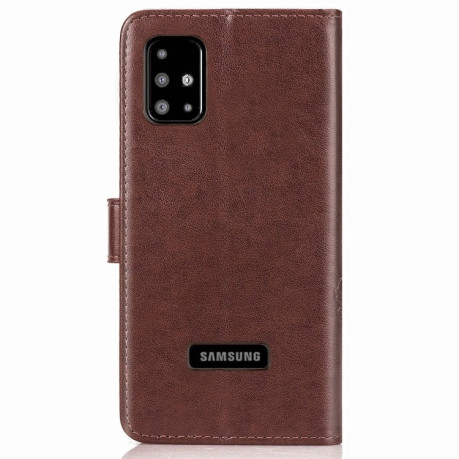 Чехол-книжка Lucky Clover Pressed Flowers Pattern на Samsung Galaxy A51 - коричневый