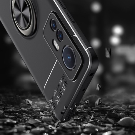 Ударозащитный чехол Metal Ring Holder 360 Degree Rotating на Xiaomi Mi 12 - черно-синий