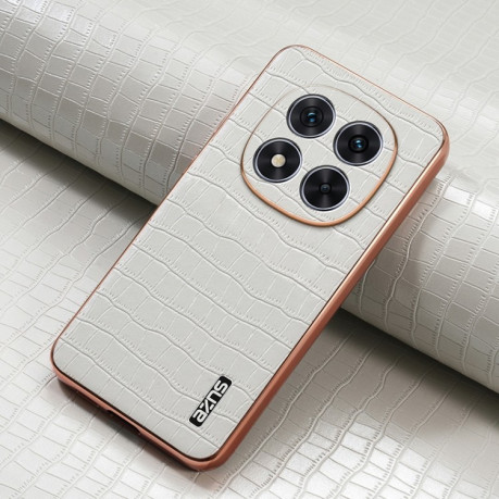 Чохол AZNS Electroplated Frame Crocodile Texture на Xiaomi Redmi Note 14 Pro 5G/Poco X7 - білий