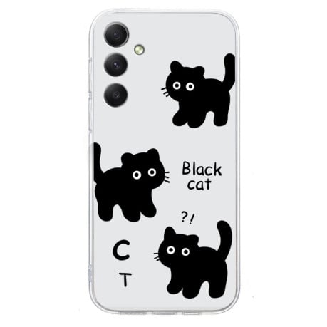 Чохол Colored Drawing Pattern Transparent TPU для Samsung Galaxy S24 FE 5G - Cat