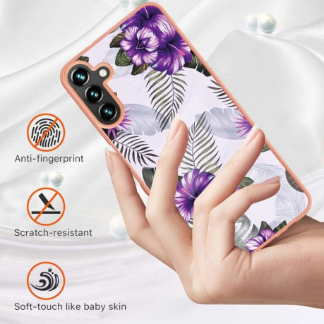 Противоударный чехол Electroplating IMD для Samsung Galaxy A13 5G - Purple Flower