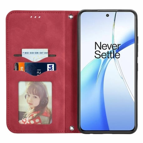 Чехол-книжка Retro Skin Feel Business Magnetic на OnePlus Nord CE4 - красный
