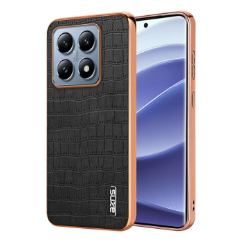 Чохол AZNS металізована рамка Electroplated Frame фактура &quot;крокодил&quot; на Xiaomi 14T Pro 5G - чорний