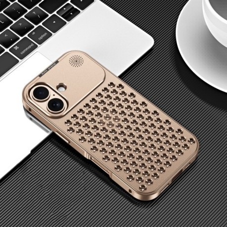 Противоударный чехол R-JUST RJ58 Aromatherapy Metal Cooling для  iPhone 16 - золотой