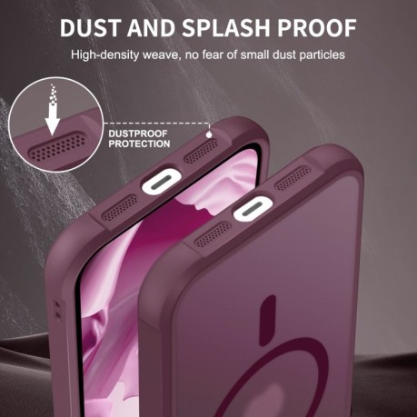 Чехол противоударный MagSafe Magnetic для iPhone 15 - винно-красный