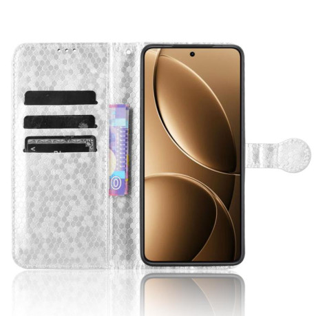 Чехол-книжка Honeycomb Dot для Xiaomi Poco F7 Pro 5G / F7 Ultra - серебристый