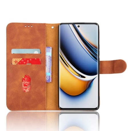 Чехол-книжка Skin Feel Magnetic для Realme 11 Pro 5G/11 Pro+ 5G - коричневый