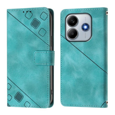 Чехол-книжка Skin-feel Embossed для Xiaomi Poco M7 Pro 5G Global - зеленый