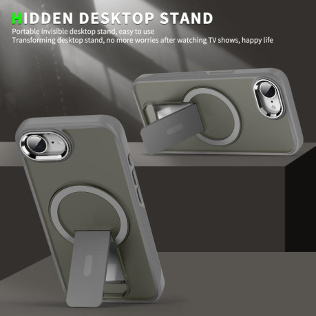 Противоударный чехол Acrylic Hybrid TPU MagSafe Holder для iPhone 16e - черный