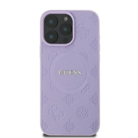 Оригинальный чехол Guess Saffiano Peony Classic Logo MagSafe iPhone 16e - Purple