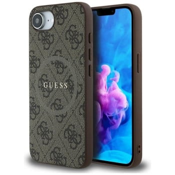 Оригинальный чехол Guess 4G Ring Classic MagSafe для iPhone 16e - Brown