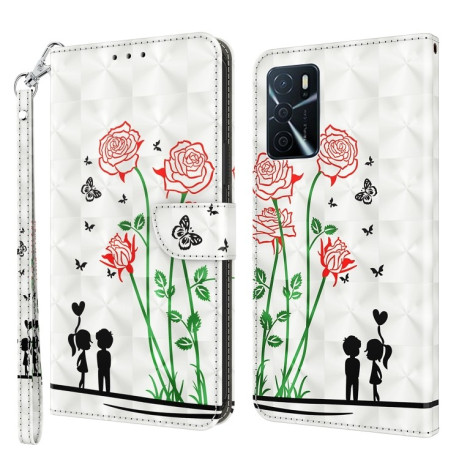 Чехол-книжка 3D Painting для OPPO A16 / A16s / A54s - Couple Rose