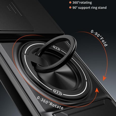 Противоударный чехол Lens Sliding Window Multifunctional Magnetic Shockproof со шторкой камеры на Motorola Edge 70 Fusion 5G — королевский синий
