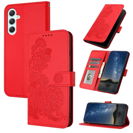 Чехол-книжка Totem Embossed Magnetic Leather на Samsung Galaxy A35 - красный
