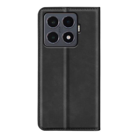 Чехол-книжка в стиле Retro мягкое покрытие Skin Feel деловой дизайн на Xiaomi 15T Pro - черный