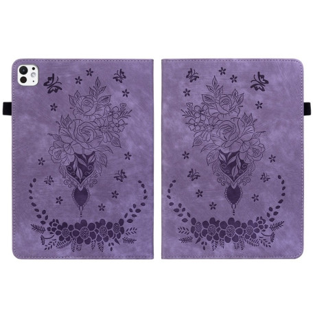 Чохол-книга Butterfly Rose Embossed Leather на iPad Pro 11 2024 - фіолетовий