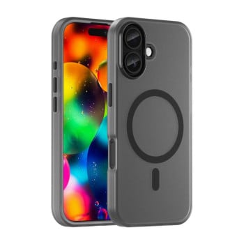 Протиударний чохол MagSafe Frosted Translucent TPU+PC для iPhone 17 - чорний