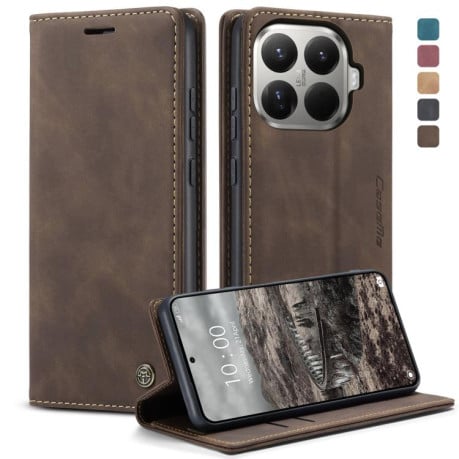 Чехол-книжка CaseMe-013 многофункциональный с кармашком на карт на Xiaomi 15T Pro - кофейный