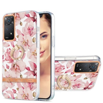Противоударный чехол Ring IMD Flowers для Xiaomi Redmi Note 12 Pro 4G/11 Pro Global(4G/5G)/11E Pro-  Pink Gardenia