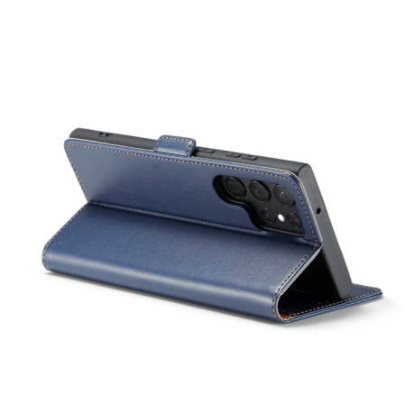 Шкіряний чохол-книжка Fierre Shann Genuine для Samsung Galaxy S24 Ultra - синій