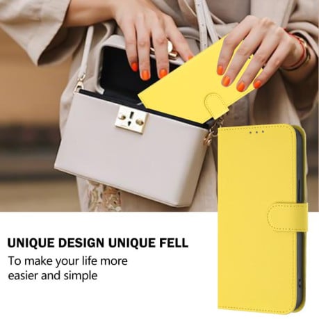 Чехол-книжка с мягким покрытием (Skin Feel) со шнурком на Infinix Smart 10 4G - желтый