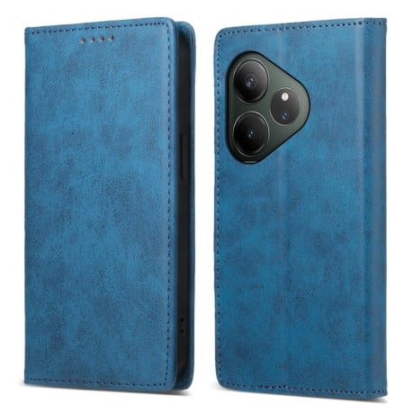 Чехол-книжка Business Solid Color Magnetic RFID Leather на Realme GT 6 - синий