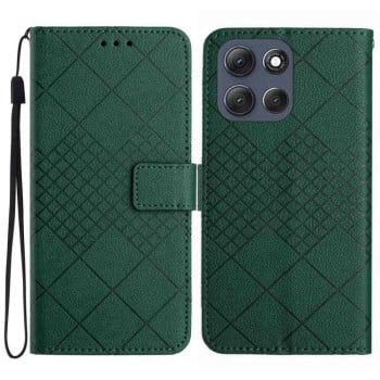 Чехол-книжка Rhombic Grid Texture для Motorola Moto G86 5G - зелений