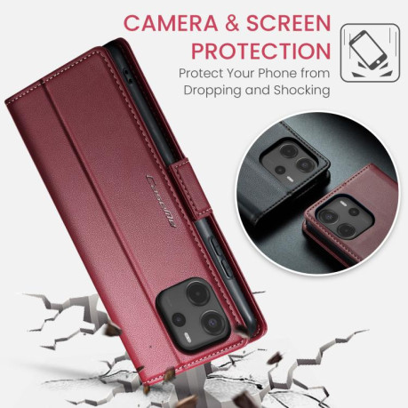 Чехол-книжка CaseMe 023 Butterfly Buckle Litchi Texture RFID Anti-theft Leather для Xiaomi Redmi Note 14 4G 164.84mm - красный