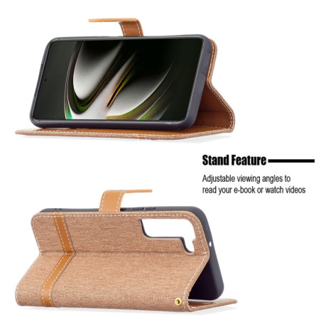 Чехол-книжка Color Matching Denim Texture на Samsung Galaxy S22 5G - коричневый