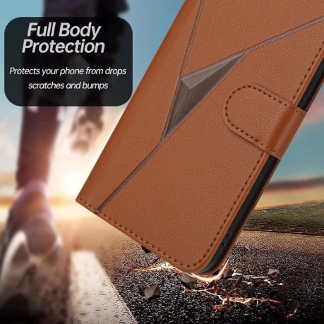 Чехол-книжка Triangle Pattern Buckle Clasp Leather на Infinix Note 40 4G - коричневый