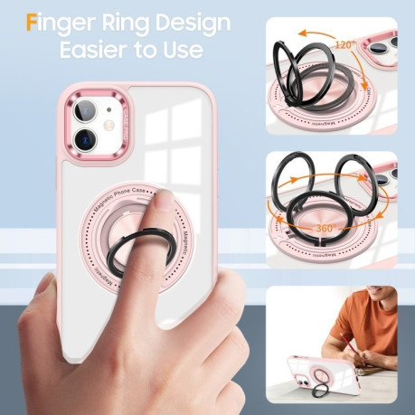 Ударозахисний чохол Magnetic Rotating Ring Holder на iPhone 16 Plus - рожевий