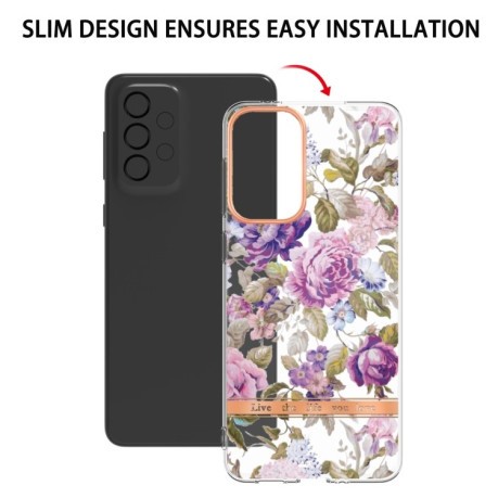 Противоударный чехол Flowers and Plants Series для Samsung Galaxy A33 5G - Purple Peony