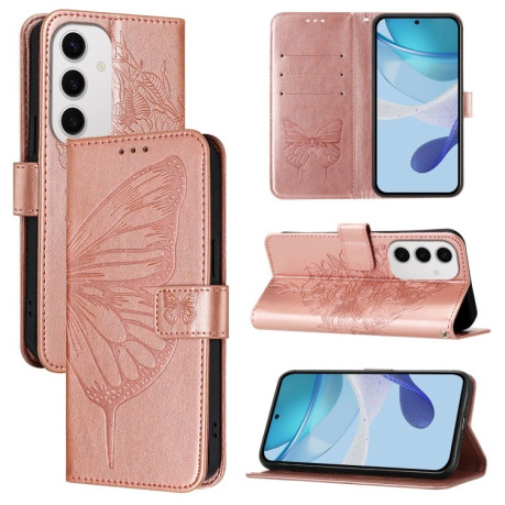 Чохол-книжка Embossed Butterfly для Samsung Galaxy S24 FE 5G - рожеве золото