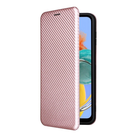 Чехол-книжка Carbon Fiber Texture для Samsung Galaxy M14 5G - розовый