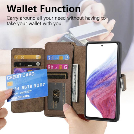 Чехол-книжка CaseNeo MagSafe RFID Anti-theft Zipper Wallet Retro Leather для Realme GT 7 Pro - коричневый