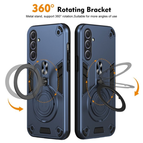 Ударозащитный чехол Metal Ring Holder 360 Degree Rotating на Samsung Galaxy A55 5G - синий