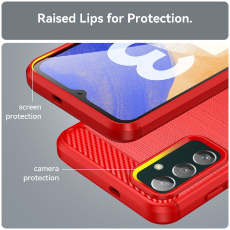 Протиударний чохол Brushed Texture Carbon Fiber Samsung Galaxy M13 - червоний