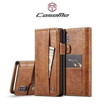 Кожаный чехол-книжка CaseMe 010 Series Wallet Style магнитная крышка на iPhone Xs Max 6.5 - коричневый