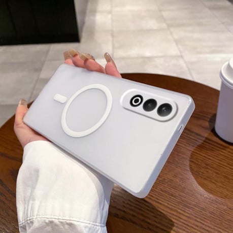 Противоударный чехол матовый Ice Fog Fine Hole с MagSafe на OnePlus Nord CE4 5G - белый