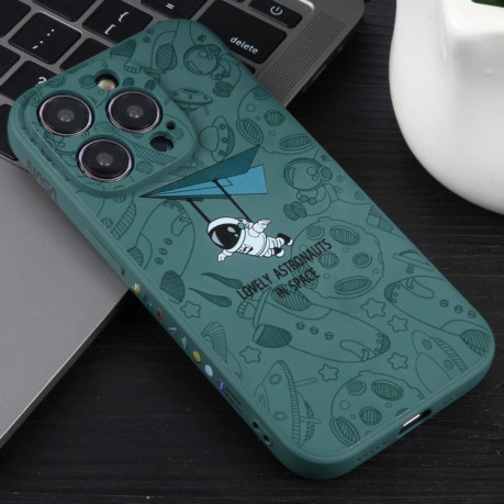 Протиударний чохол Astronaut Pattern Silicone Straight Edge для iPhone 16 Pro Max - Lovely Astronaut-Green