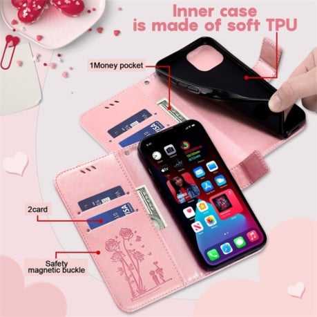 Чохол-книжка Embossing Rose Couple Samsung Galaxy A13 4G - рожевий