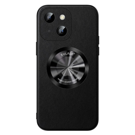 Кожаный чехол SULADA Microfiber Leather MagSafe Magnetic на iPhone 15  - черный