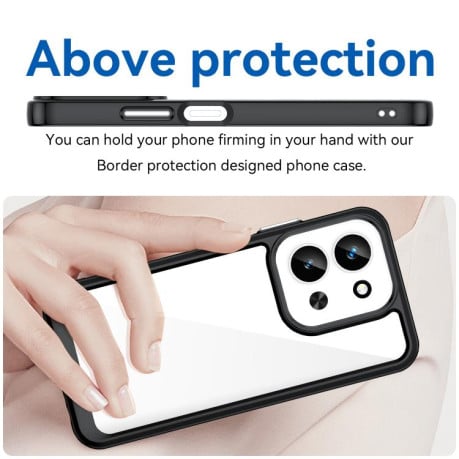 Противоударный чехол Colorful Acrylic Series с цветной силиконовой боковиной на Xiaomi Redmi 15C 5G / 4G EU 173mm - черный