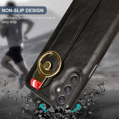 Противоударный чехол Wristband Leather Back для Samsung Galaxy M34 5G - черный