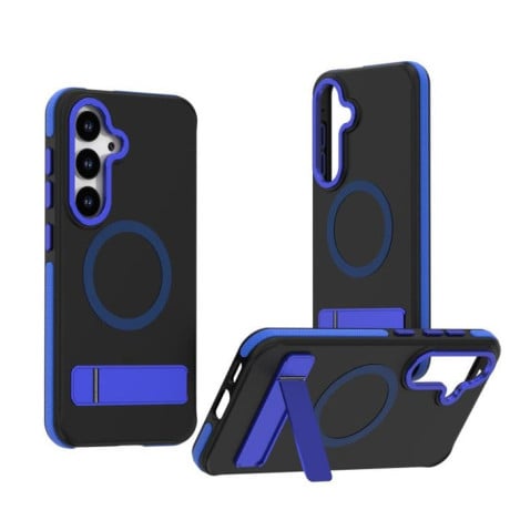 Протвоударный чехол Dual-Color Skin Feel Magsafe для Samsung Galaxy S25 / S24 5G - синий